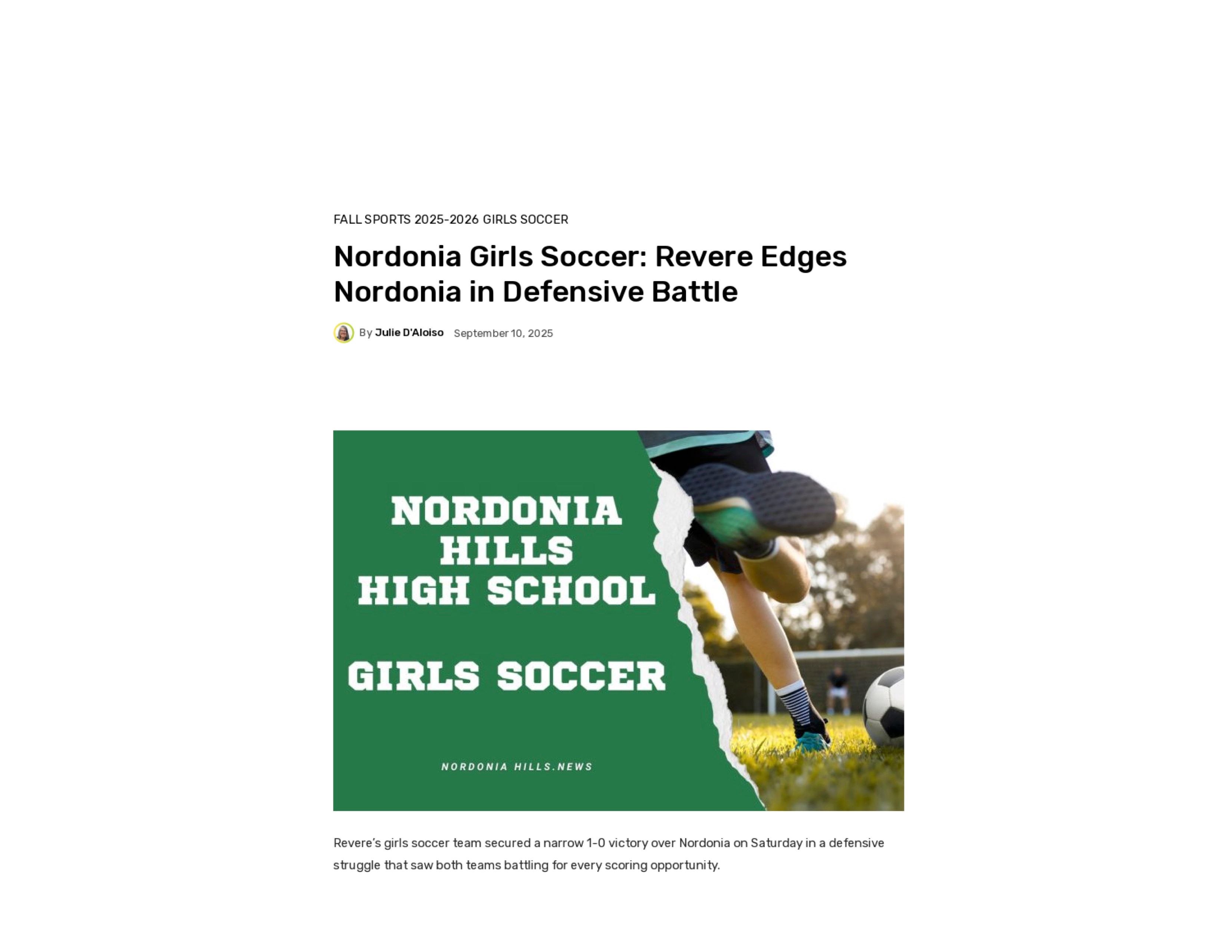 2025 09 10 Nordoniahills News Girls Soccer Article Photo